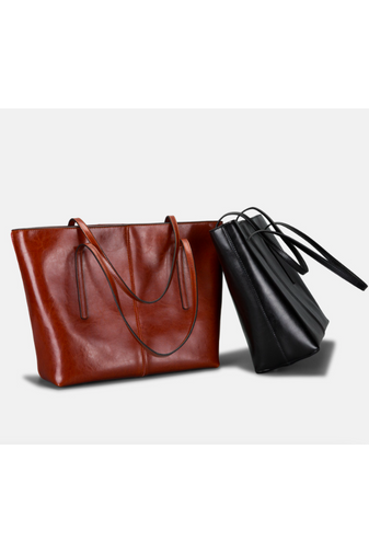 Bonluo Hnedá kabelka cez rameno z pravej kože Veľkosť 30*34*13 cm