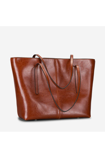 Bonluo Hnedá kabelka cez rameno z pravej kože Veľkosť 30*34*13 cm