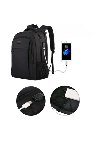 Čierny vodotesný batoh prémiovej kvality s USB priestorom a pripevnením na kufor(46*32*6cm) Bonluo