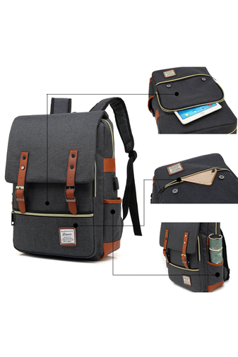 Tmavosivý batoh prémiovej kvality s USB priestorom s veľkosťou Wizzair (40*30*15 cm) Bonluo
