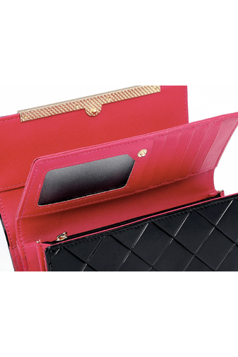 Dámska čierno-červená ekokožená peňaženka Veľkosť 10*19*4cm Bonluo