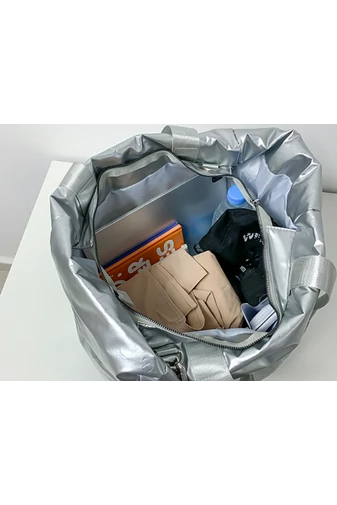 Strieborná taška na rameno/cestovná taška vyrobená z vodeodolného materiálu Veľkosť 58*36*21cm Bonluo