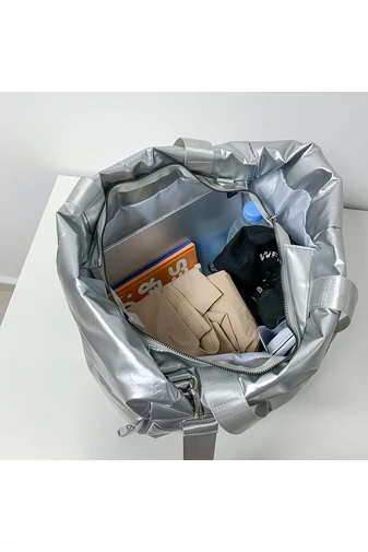 Strieborná taška na rameno/cestovná taška vyrobená z vodeodolného materiálu Veľkosť 58*36*21cm Bonluo