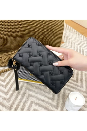 Čierna dámska peňaženka so vzorom srdca imitácia kože s príslušenstvom Veľkosť 20*11*4cm Bonluo
