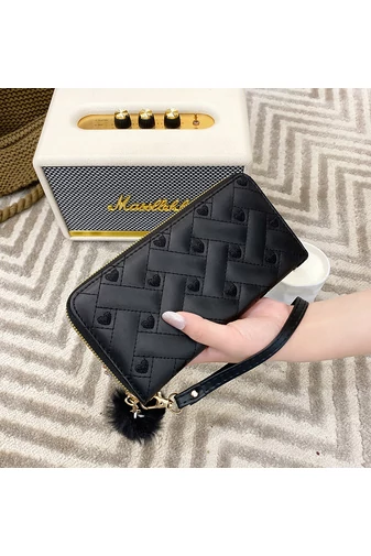 Čierna dámska peňaženka so vzorom srdca imitácia kože s príslušenstvom Veľkosť 20*11*4cm Bonluo