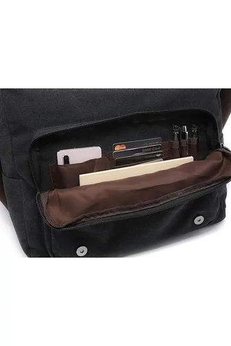 Bonluo Čierna pánska plátenná crossbody taška (40 x 35 x 13 cm)