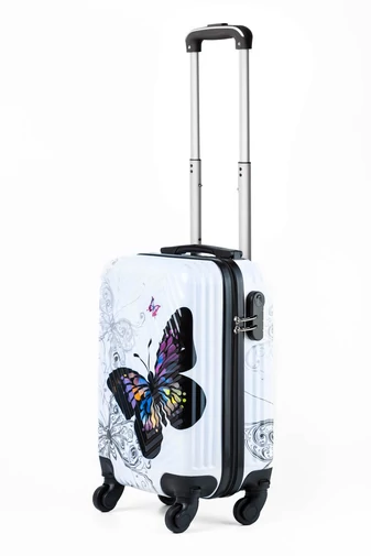 Ormi biely kabínový kufor s motýľmi Wizz-air (40x30x20cm), odnímateľné kolieska