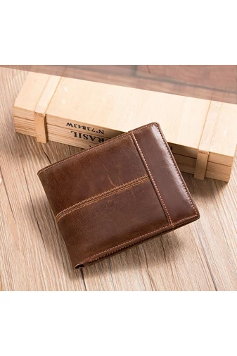 Hnedá pánska peňaženka z pravej kože Veľkosť (12*10*2cm) Bonluo