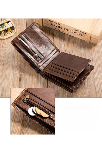 Hnedá pánska peňaženka z pravej kože Veľkosť (12*10*2cm) Bonluo