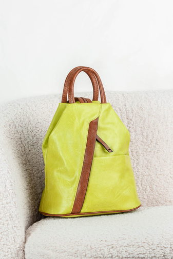 JGL Štýlový zeleno-žltý ruksak z umelej kože pre ženy