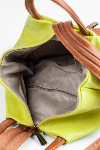 JGL Štýlový zeleno-žltý ruksak z umelej kože pre ženy