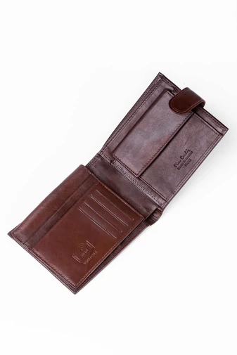 Pierre Cardin Tmavohnedá pánska peňaženka z pravej kože Veľkosť (13x11x2,5cm)