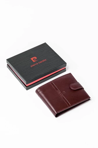 Pierre Cardin Tmavohnedá pánska peňaženka z pravej kože Veľkosť (13x11x2,5cm)