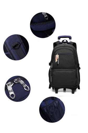 Bonluo Čierny vodotesný batoh na troch kolieskach s odnímateľnou rukoväťou Rozmery 50*33*17cm