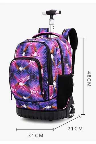 Bonluo modrý batoh na kolieskach so zajačikom vyrobený z nepremokavého materiálu Veľkosť 48*31*21cm