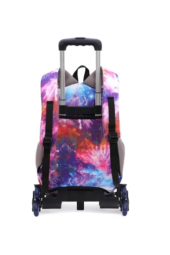 Bonluo Tmavomodrý batoh so vzorom na troch kolieskach s odnímateľným stojanom Rozmery 46*32*25 cm