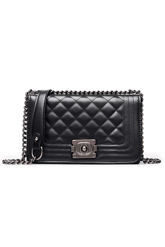 Bonluo elegantná čierna taška z umelej kože cez rameno (15*23*10cm)