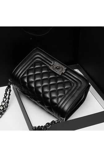 Bonluo elegantná čierna taška z umelej kože cez rameno (15*23*10cm)