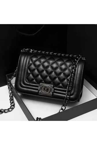 Bonluo elegantná čierna taška z umelej kože cez rameno (15*23*10cm)