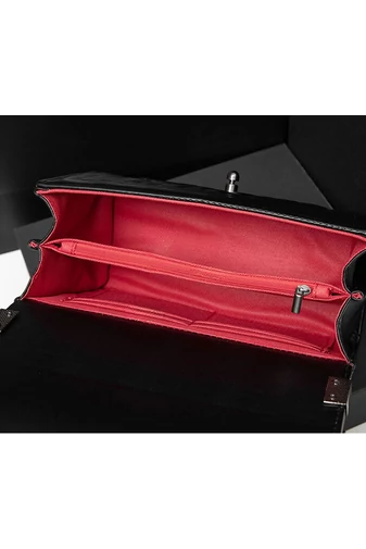 Bonluo elegantná čierna taška z umelej kože cez rameno (15*23*10cm)