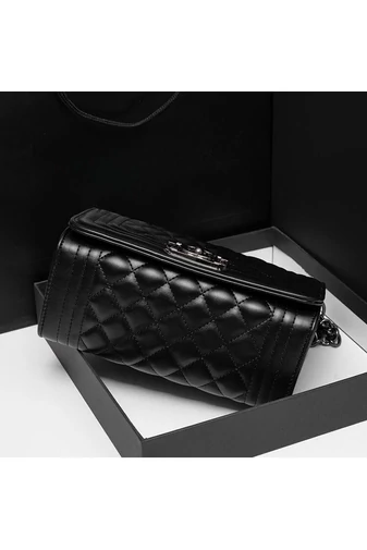 Bonluo elegantná čierna taška z umelej kože cez rameno (15*23*10cm)