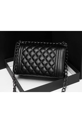Bonluo elegantná čierna taška z umelej kože cez rameno (15*23*10cm)