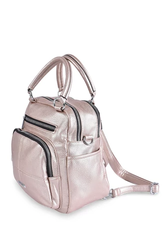 SILVIA ROSA Svetlozlatý batoh/kabelka a crossbody z eko kože