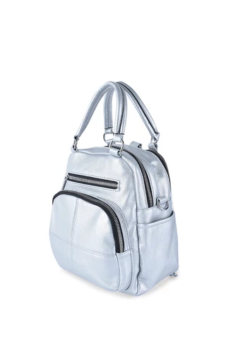 SILVIA ROSA Strieborný batoh/crossbody kabelka z eko kože