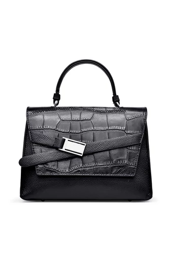 Bonluo Čierna kabelka/Crossbody z pravej kože