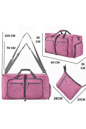 Bonluo Malá Ružová Cestovná Taška skladateľná vyrobená z nepremokavého materiálu s rozmermi: (36x60x26 cm)