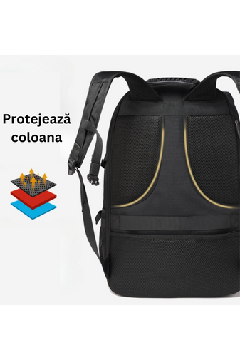 Bonluo čierny batoh na turistiku vyrobený z pevného materiálu, Rozšíriteľný priestor (46 x 30 x 20 cm)