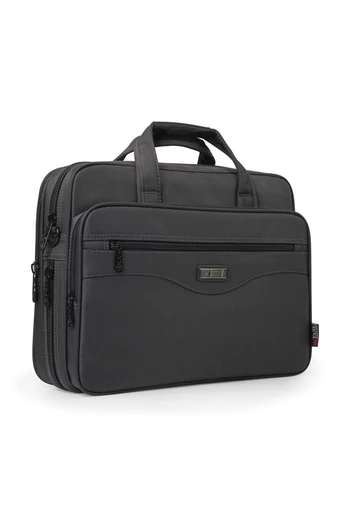 Bonluo tmavosivá aktovka z odolného materiálu s priestorom pre notebook (15,6")