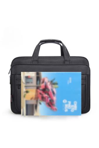 Bonluo čierná rozšíriteľná aktovka z Odolného materiálu  s priestorom pre notebook, maximálna veľkosť 15,6"