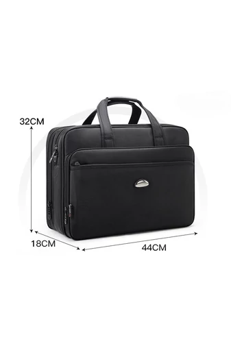 Bonluo čierná rozšíriteľná aktovka z vysoko kvalitného materiálu s priestorom pre notebook (15,6 palca)