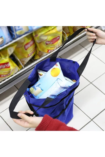 Bonluo Tmavomodrý nákupný vozík s možnosťou úspory miesta