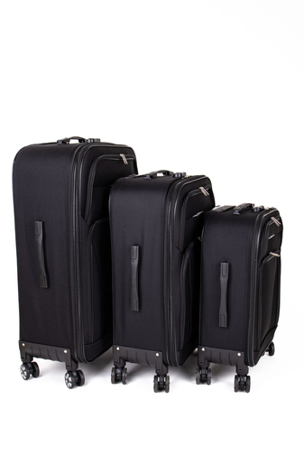 BESTY Súprava ultraľahkých čiernych textilných kufrov