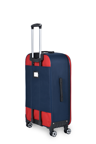BESTY Červeno modrý, veľký, textilný, ultra ľahký kufor (4 kolieska) (70X48X21cm)