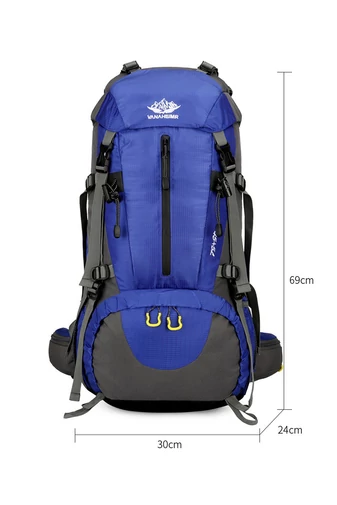 Bonluo čierny vodotesný batoh na turistiku s priehradkou na topánky a s vodotesným krytom (69*30*24cm)