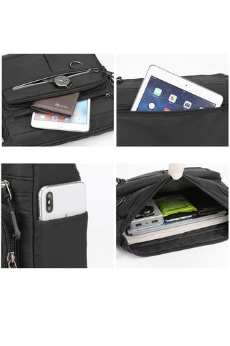 Bonluo  pánska čierna crossbody taška vyrobená z vodeodolného materiálu