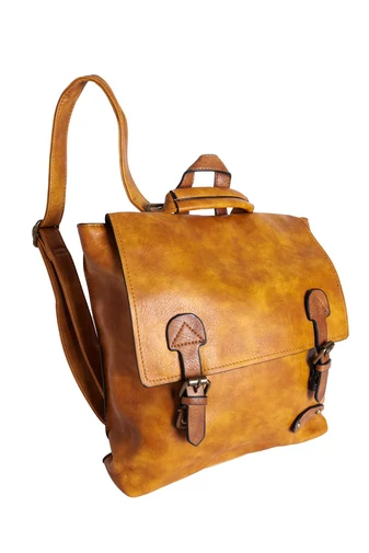 JGL Black Eco Leather hnedý kožený Batoh / Taška cez rameno