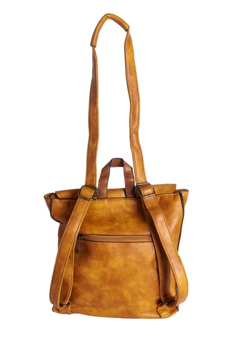 JGL Black Eco Leather hnedý kožený Batoh / Taška cez rameno