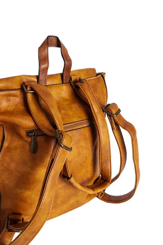 JGL Black Eco Leather hnedý kožený Batoh / Taška cez rameno