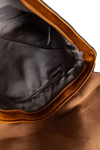 JGL Black Eco Leather hnedý kožený Batoh / Taška cez rameno