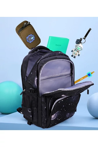 Bonluo Čierny batoh so vzorom vyrobený z vodeodolného materiálu s kolieskami a odnímateľným stojanom Veľkosť (46*23*30)