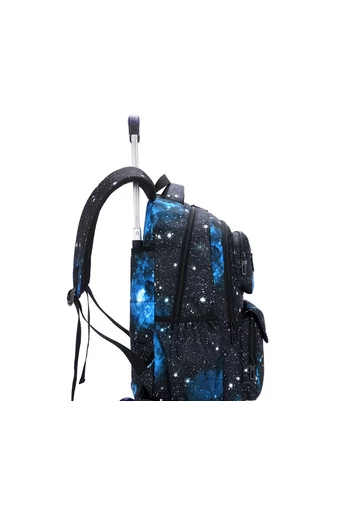 Bonluo Čierny-tmavomodrý batoh s kolieskami vyrobený z vodeodolného materiálu Veľkosť 46*35*18 cm