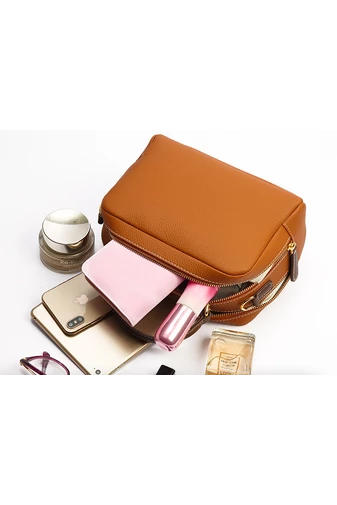 Bonluo Hnedá kabelka/crossbody z prírodnej kože Veľkosť 17*22*12cm