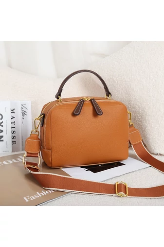 Bonluo Hnedá kabelka/crossbody z prírodnej kože Veľkosť 17*22*12cm