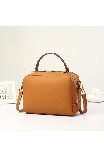 Bonluo Hnedá kabelka/crossbody z prírodnej kože Veľkosť 17*22*12cm