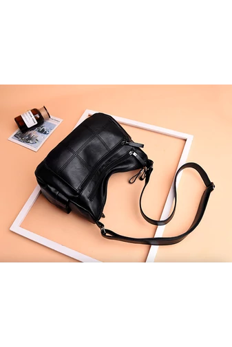 Bonluo Tmavomodrá taška cez rameno z imitácie kože Veľkosť 22*28*12cm