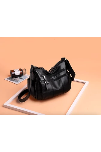 Bonluo Tmavomodrá taška cez rameno z imitácie kože Veľkosť 22*28*12cm